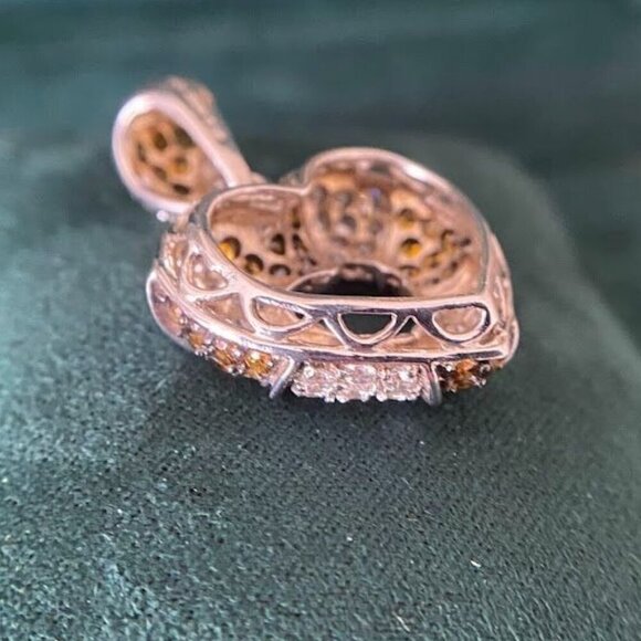 Vintage MEDA Brand 925 Sterling Silver Pave Chocolate and White CZ Pendant - Picture 2 of 5